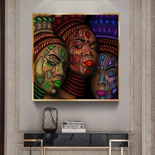 African Ethnic Women Tattoo Face Portrait Painting Posters and Prints Wall Art Picture For Home Goods Wall decor Cuadros