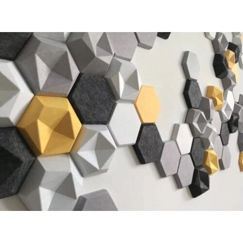 Acoustic Echo Panel 3d hegxon pet acoustic wall covering panel polyester fiber acoustic wall panel