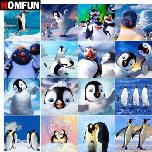 HOMFUN Full Square/Round Drill 5D DIY Diamond Painting "Penguin ice"3D Embroidery Cross Stitch 5D Home Decor Gift