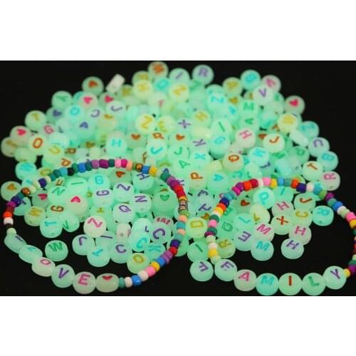 100pcs/Lot Luminous Letter Beads Alphabet Acrylic Spacer Beads For Jewelry Making DIY Bracelet Necklace Handmade Glow Beads