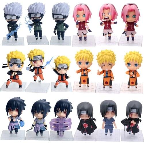 Anime Naruto Cartoon Figurine Kakashi Sasuke Haruno Sakura Collection Q Version Cute Doll Character Decoration Childrens Toy