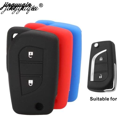 Jingyuqin For Toyota Hilux Corolla Fortuner RAV4 Silicone Car Key Cover Case Fob Flip Remote Key Case For 2 Buttons Car Styling