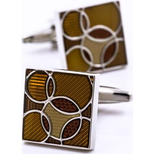 KFLK jewelry mens shirt cuff button high quality wedding gift cufflinks square brown button 2020 new products free shipping