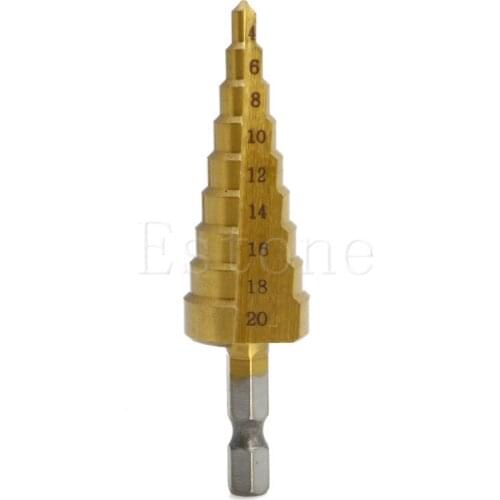 HSS Steel Step Cone Titanium Drill Bit Hole Cutting Tool 4-20mm