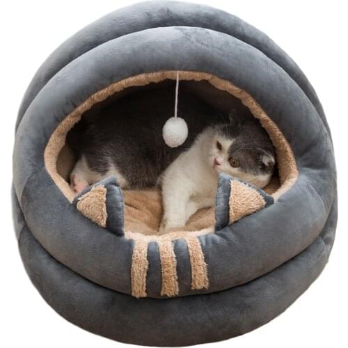 Cat Bed Warm Pet Basket Cozy Kitten Lounger Cushion Cat House Tent Puppy Kitty Rabbit Semi-enclosed Waterproof House Pet Tent
