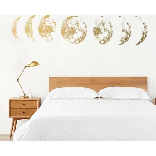 Creative Golden Moon Phase 3D Wall Sticker Home Living Room Wall Decoration Mural Art Decals Background Decor Moon Stickers