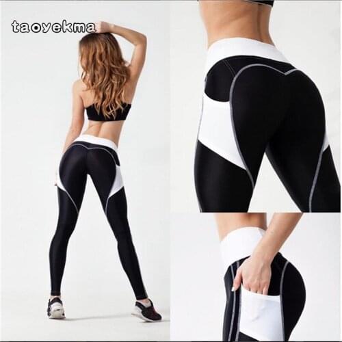 Heart Shape Push Up Leggings Women Patchwork Print Sport Yoga Pants Leggins High Elasticity Fitness Gmy Clothing Workout C18