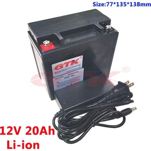 GTK 12v lithium ion battery 20Ah 12v with BMS for electric bike motor 12v 300w backup power wheelchair +12.6V 3A Charger
