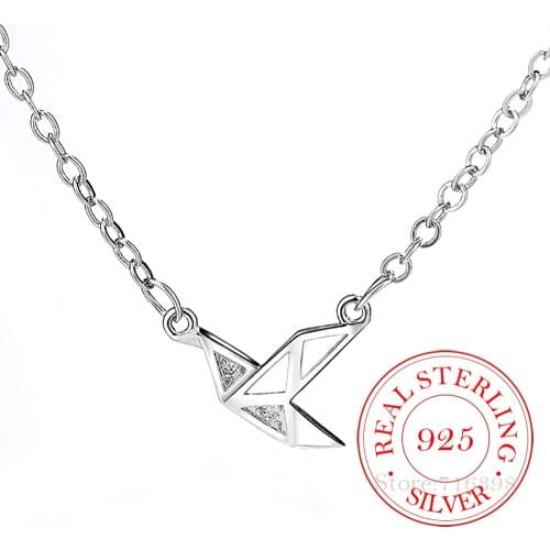 Fashion 925 Sterling Silver Necklace Paper Crane Necklaces For Women Korea Silver Jewelry 2021 New Arrival