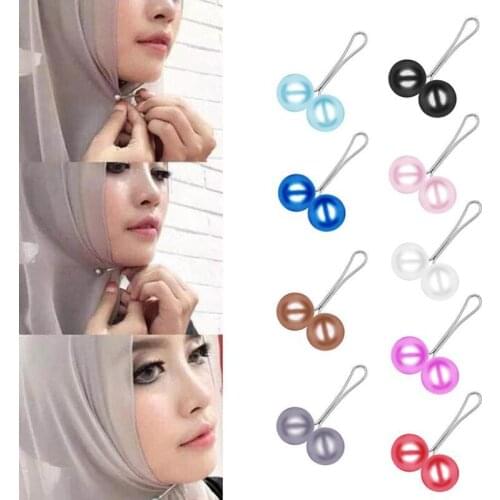 Muslim Turban Pearl Clip Silk Scarf Jewelry Accessories Shawl Ring Clip Three-ring Scarf Buckle Luxury Simple Lady Girl Party