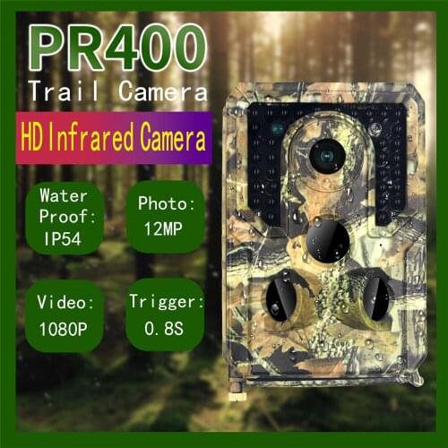 Outdoor Hunting Camera 12MP Wild Animal Detector Trail Camera HD Waterproof Monitoring Infrared Heat Sensing Night Vision