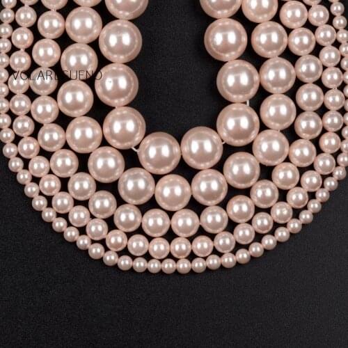 4/6/8/10/12mm Plated Shell Beads Pink Loose Spacer Stone Beads For Jewelry Making Needlework DIY Charms Bracelet Accessories