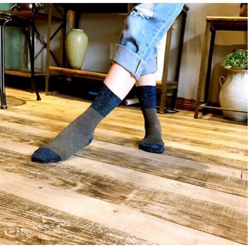 2018 New 1 Pair Hot Sale 6 colors Shiny Long Socks Autumn and Spring New Fashion Glitter silver Flanging Wild In Tube Socks