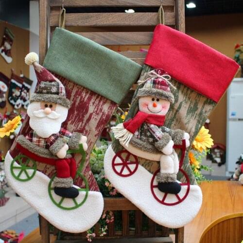 New Year Christmas Stocking Sack Xmas Gift Candy Bag Christmas Decorations For Home Sock Christmas Tree Decor
