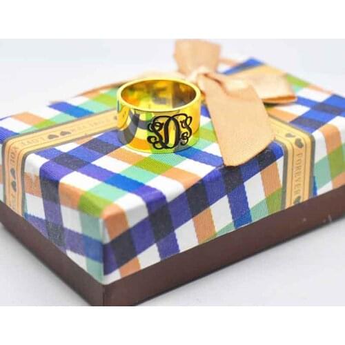 Personalized Engraved 3 Letters Ring Sterling Silver Wide Band Signet Ring Custom Monogrammed Ring Men Jewelry Father Gift