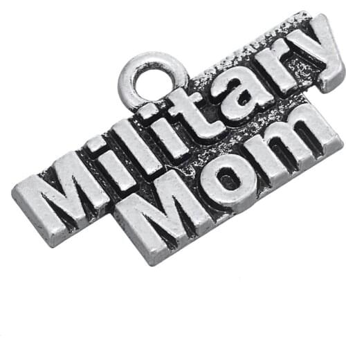 Zinc Alloy Letter Word Tag Military Mom Charms