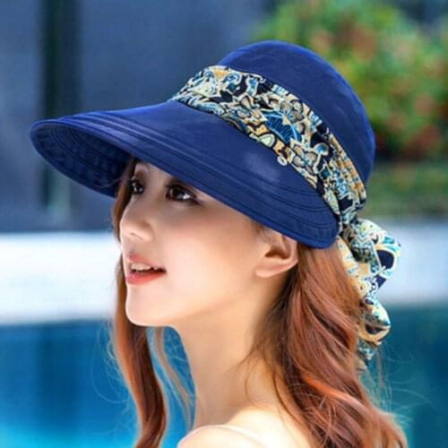 Casual Women Summer Beach Fashion Hats Sun Visors Cap Collapsible Anti-UV Hat
