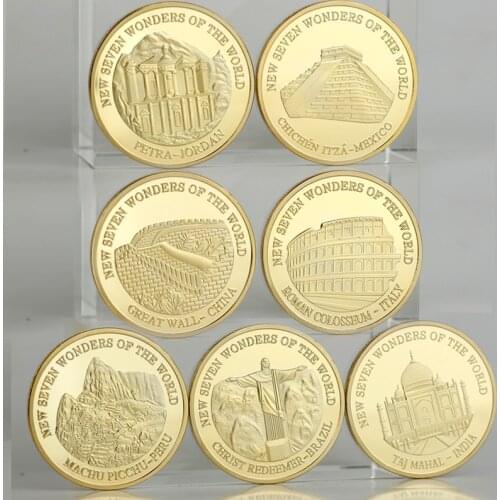 Seven Wonders of the World Custom the Great Wall Gold Plated Coin Home Decorative Chinese Famous Landscape Gold Coin