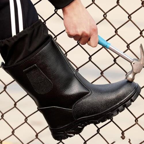 Labor protection boots high tube high help hit puncture male autumn and winter oil field welder ground hot water splashing work
