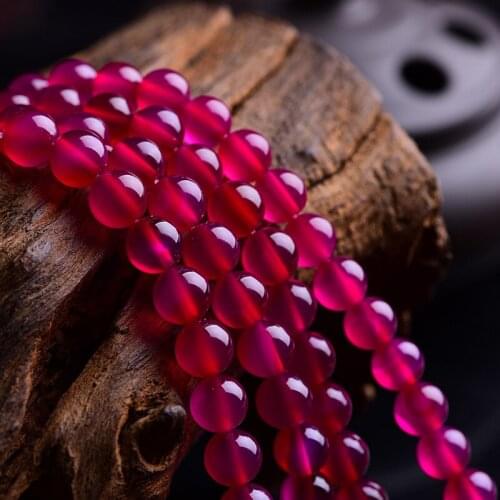 RONGQING Bohemia Rose-carmine Loose Beads 4mm 6mm 8mm 10mm 12mm 14mm Round Gem Loose Strand Beads for DIY Jewlery Making
