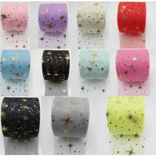 8cm*25yard star mesh ribbon cut mesh fabric for Garment Accessories gift packaging Decoration