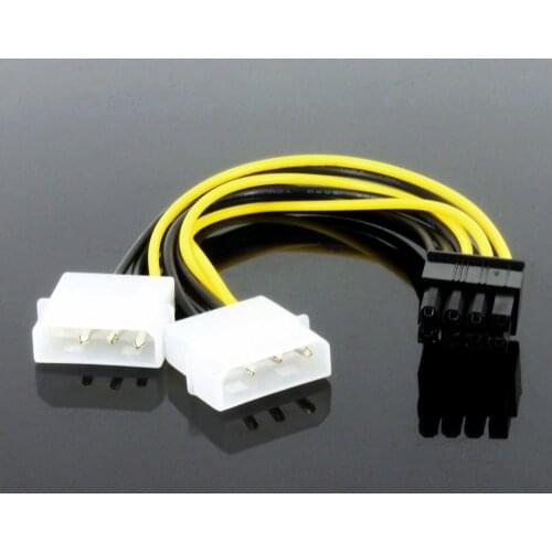 OULLX 8Pin Male To Dual 4Pin Female Video Card Power Cord 8 Pin PCI Express To Dual 4 Pin Molex Graphics Card Power Cable