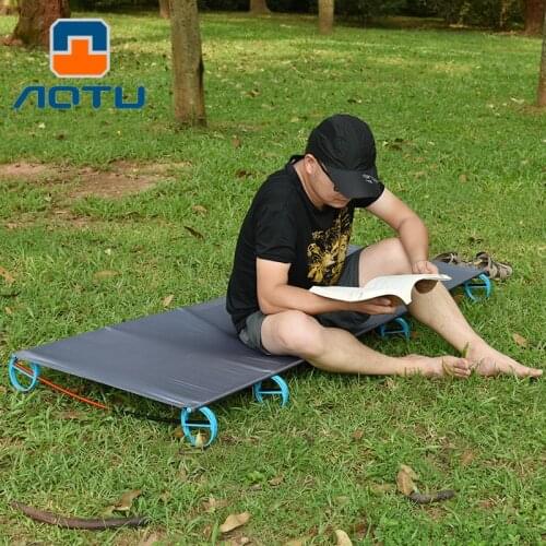 Outdoor Camping Bed Aluminum Alloy Ultra-light Single Person Foldable Sleeping Pad Climbing Rest Bed Portable Folding Bed