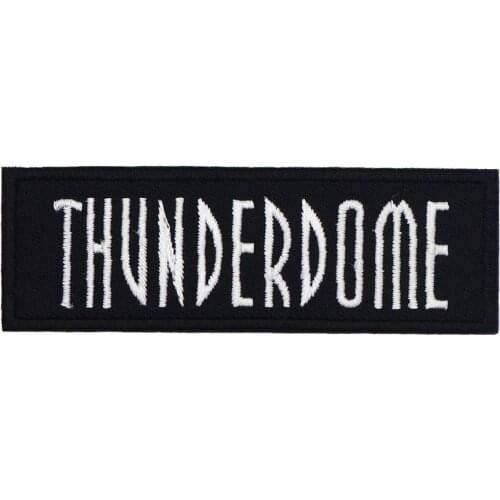THUNDERDOME iron on backing punk skull embroidered rider biker motorcycle patches for back vest hat clothing