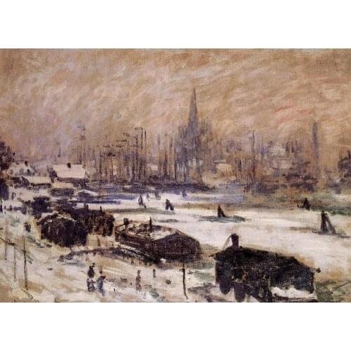 High quality Oil painting Canvas Reproductions Amsterdam in the Snow (1874) By Claude Monet hand painted