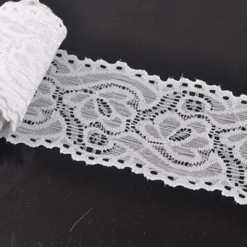 High Quanlity 5yards/lot Net Lace Trim Wide 60mm Embroidered White Lace Ribbon For DIY Craft CP1365