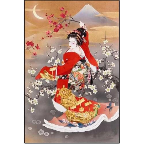 Japanese Geisha Woman Full Drill DIY 5D Diamond Painting Cross Stitch Diamond Embroidery Patterns rhinestones Mosaic Decor