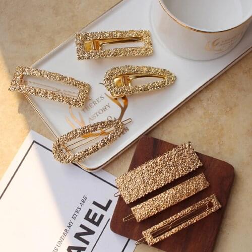 Hot Selling Fashion Gold Color Metal Hair Clips Pin Barrette Korean Women Hair Accessories Barrette Geometric for Women