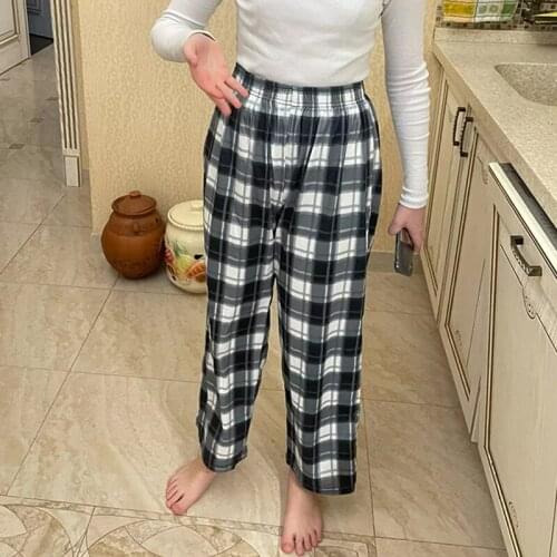 Y2K Harajuku Plaid Pants For Women Autumn Fashion Causal Straight Long Trousers High Elastic Waist Streetwear Harem Pants Female