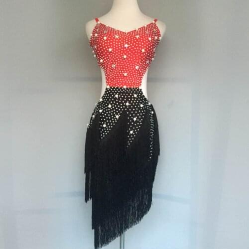 New style latin dance costume sexy beads tassel latin dance dress for women girl latin dance competition dresses A66 S-4XL