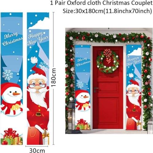 1set Christmas Decorations for Home Merry Christmas Couplet Banner Party House Door Porch Hanging Flags Sign Decoration Supplies