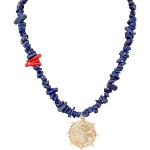 2020 bobhemian boho Statement handmade Lapis Lazuli Chips Natural Red Corals mayoljewelry mykonos tribe Pendant necklace women
