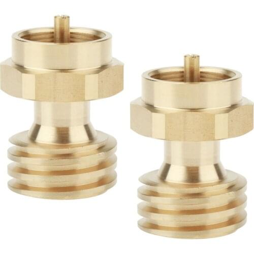 2xUniversal Brass Gas Bottle 1 lb to 20 lb Propane Tank Adapter Converter