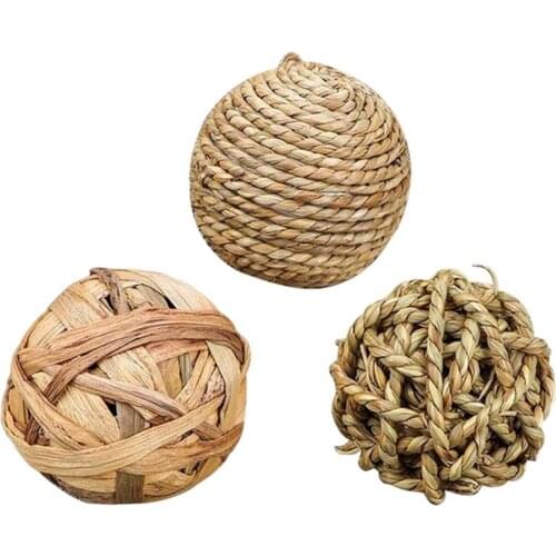 3Pcs Hamsters Bite Resistant Natural Rattan Ball Small Animals Chew Molar Teeth Cleaning Toys Ball Pet Rabbits Squirrel Rats Toy