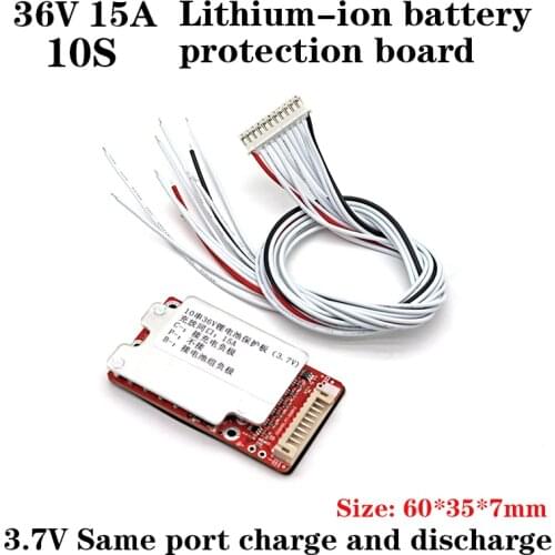 36V E-bike BMS 10S 36V 15A lithium battery Same port PCM for 36V 10Ah 12Ah 15Ah li-ion battery pack With the balance function