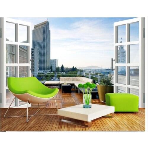 3D wallpaper custom mural beauty Urban 3 d landscape balcony wall painting in the background non-woven wallpaper room decoration