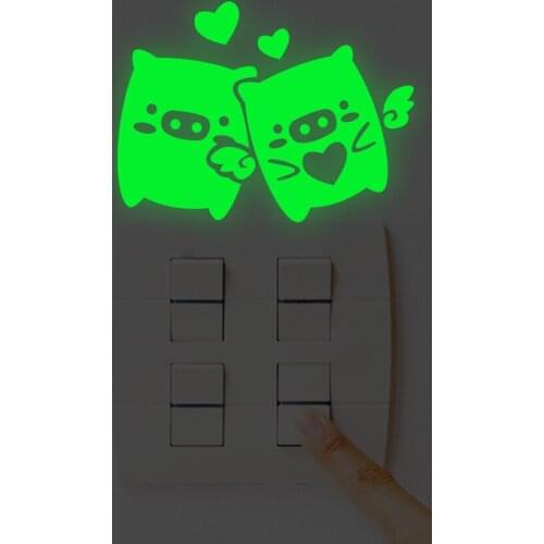 3D Luminous Swith stickers stickerBedroom Wall Decoration Switch Vinyl Art Mural Decor love star pigs Wall Sticker