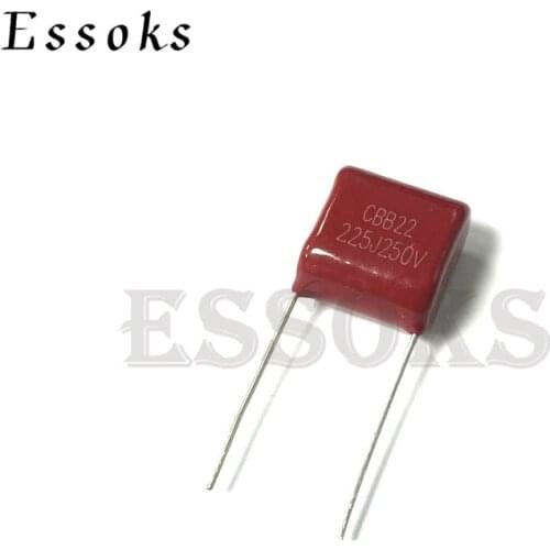 5PCS 250V225J 2.2UF Pitch 15mm 20mm 2200NF 250V 225 225J CBB Polypropylene film capacitor
