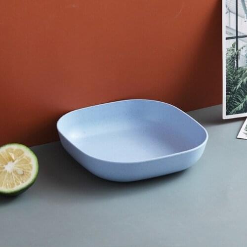 7Pcs Square Wheat Straw Plates Pasta Salad Bowls Lightweight Reusable Food Serving Party Snack Dinner Dishes Dinnerware F19B