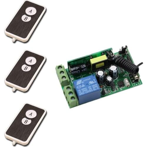 AC85V 110V 220V 250V Wireless Remote Control Lighting switch System ON/OFF 1 CH Relay Switch Receiver With 3PCS Transmitter