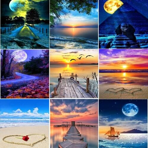 5d Diy Diamond Painting Landscape/square Round Diamond Painting Embroidery Landscape Mosaic Home Decoration Cross Stitch New