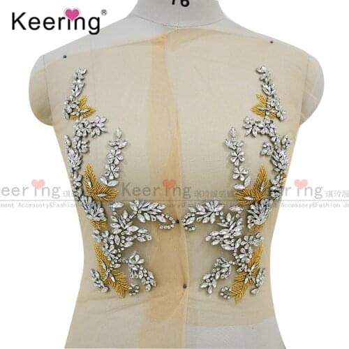 Bling bling Silver Mix gold crystal patch rhinestone applique For Wedding Dress WDP-142
