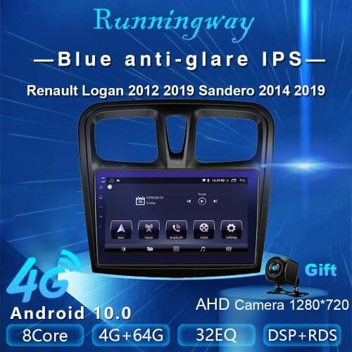 Runningway Android 10.0 5G Car DVD For Renault Logan Sandero 2014 2019 4G+64G Car Radio Multimedia Video Player Navigation GPS