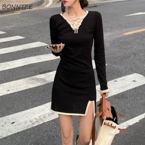 Модные трикотажные платья BONNTEE China At AliExpress
