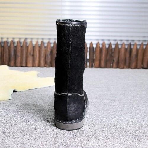 Winter New Snow Boots Men Fashion Warm Slip-On Vintage Ankle Boots Casual Cotton Flat Shoes Black High-Top Sneakers Botas Hombre