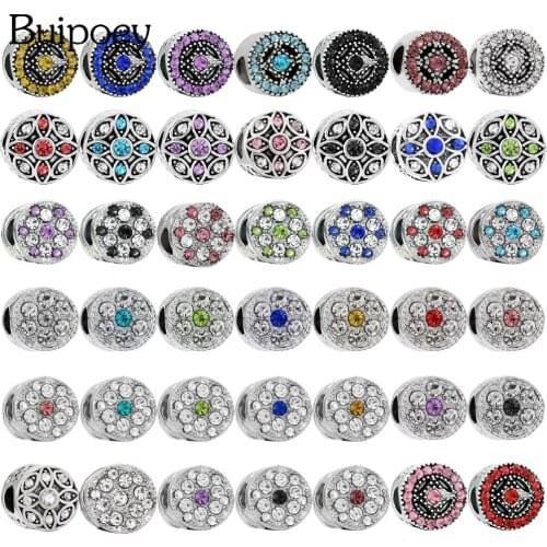 Buipoey Fantasy Rhinestone Round Beads Vintage Style Silver Color Big Hole Beads Fit Jewelry Making Diy Bracelets Accessories